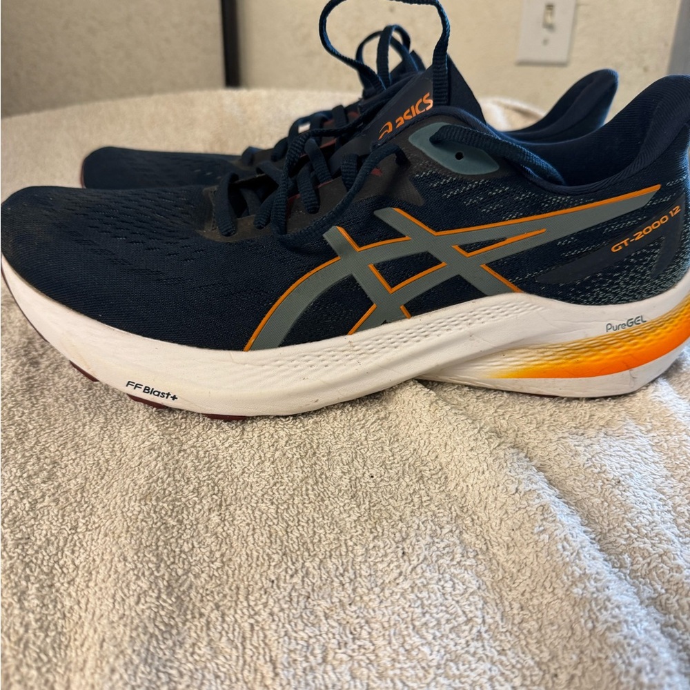 Asics Blue and Orange Athletic Shoes with Vibrant Design